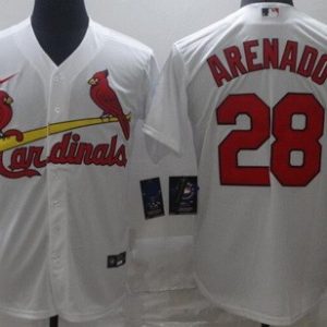 St Louis Cardinals #28 Nolan Arenado White Cool Base Jersey
