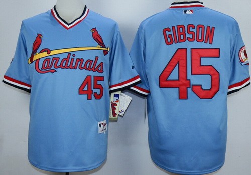 St Louis Cardinals #45 Bob Gibson Blue 1985 Turn Back The Clock Jersey