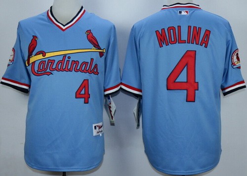 St Louis Cardinals #4 Yadier Molina Blue 1985 Turn Back The Clock Jersey
