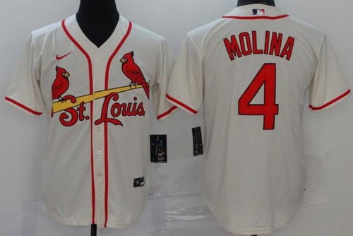St Louis Cardinals #4 Yadier Molina Cream 2020 Cool Base Jersey