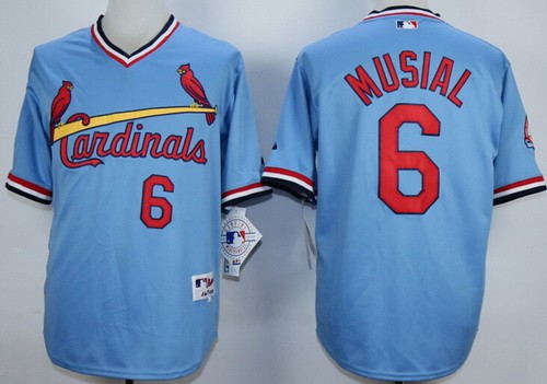 St Louis Cardinals #6 Stan Musial Blue 1985 Turn Back The Clock Jersey