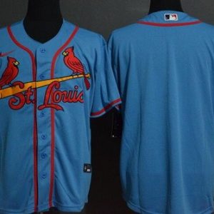 St Louis Cardinals Blank Blue Cool Base Jersey