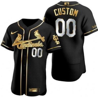 St Louis Cardinals Customized Black Gold Authentic Jersey