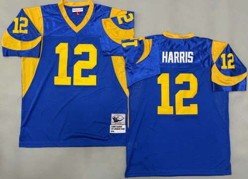St Louis Rams #12 James Harris Blue Throwback Jersey