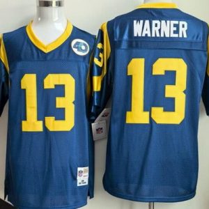 St Louis Rams #13 Kurt Warner Blue Throwback Jersey