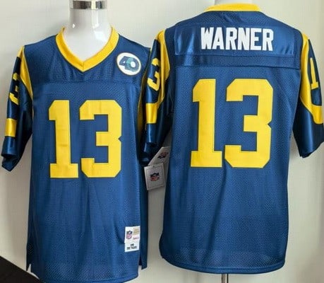 St Louis Rams #13 Kurt Warner Blue Throwback Jersey