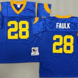 St Louis Rams #28 Marshall Faulk Blue 1999 Throwback Jersey
