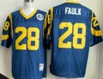 St Louis Rams #28 Marshall Faulk Blue Throwback Jersey