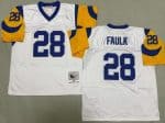 St Louis Rams #28 Marshall Faulk White 1999 Throwback Jersey