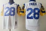 St Louis Rams #28 Marshall Faulk White Throwback Jersey