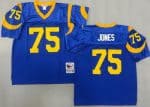 St Louis Rams #75 Deacon Jones Blue Throwback Jersey