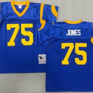 St Louis Rams #75 Deacon Jones Blue Throwback Jersey