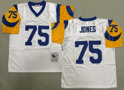 St Louis Rams #75 Deacon Jones White Throwback Jersey