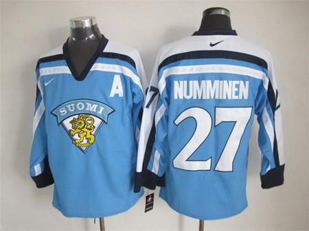 Suomi #27 Teppo Numminen Light Blue Jersey