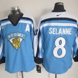Suomi #8 Teemu Selanne Light Blue Jersey