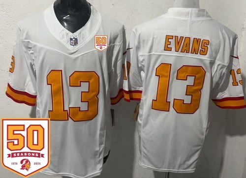 Tampa Bay Buccaneers #13 Mike Evans Limited White Throwback 50th Seasons FUSE Vapor Jersey