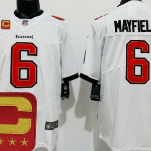 Tampa Bay Buccaneers #6 Baker Mayfield Limited White C Patch Vapor Jersey
