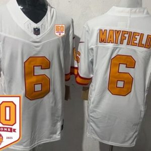 Tampa Bay Buccaneers #6 Baker Mayfield Limited White Throwback 50th Seasons FUSE Vapor Jersey