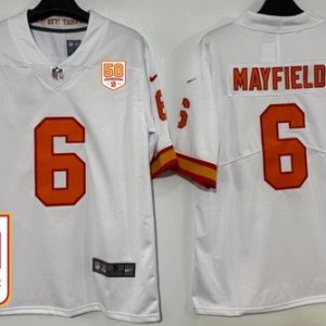Tampa Bay Buccaneers #6 Baker Mayfield Limited White Throwback 50th Seasons Vapor Jersey