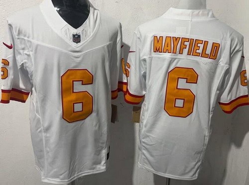 Tampa Bay Buccaneers #6 Baker Mayfield Limited White Throwback FUSE Vapor Jersey