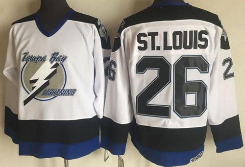 Tampa Bay Lightning #26 Martin St Louis White Throwback Jersey