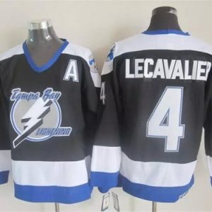Tampa Bay Lightning #4 Vincent LeCavalier Black Throwback Jersey