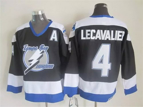 Tampa Bay Lightning #4 Vincent LeCavalier Black Throwback Jersey