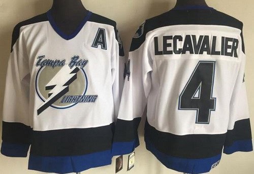 Tampa Bay Lightning #4 Vincent LeCavalier White Throwback Jersey