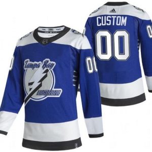 Tampa Bay Lightning Customized Blue 2021 Reverse Retro Authentic Jersey