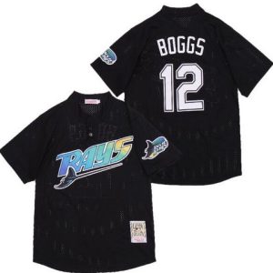 Tampa Bay Rays #12 Wade Boggs Black Throwback Mesh Jersey
