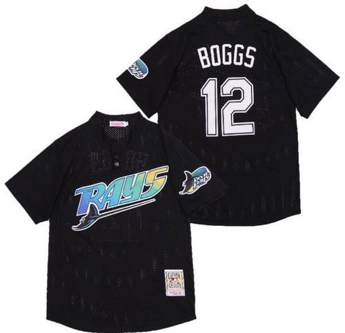 Tampa Bay Rays #12 Wade Boggs Black Throwback Mesh Jersey