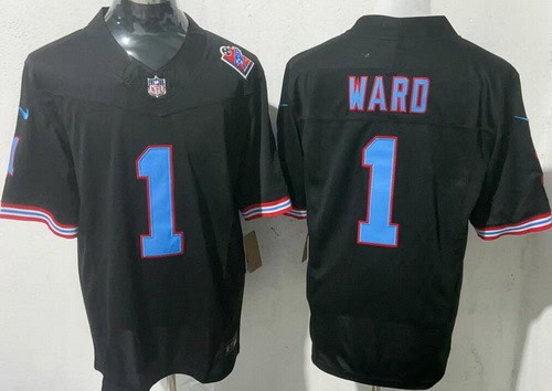 Tennessee Titans #1 Cameron Ward Limited Black Throwback FUSE Vapor Jersey