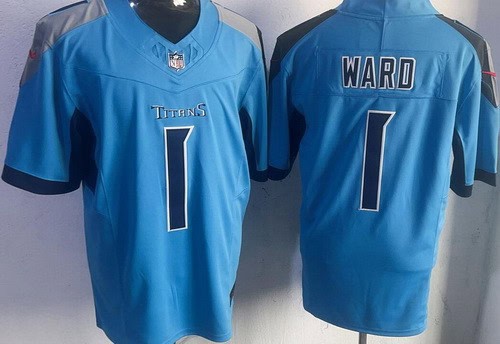 Tennessee Titans #1 Cameron Ward Limited Light Blue FUSE Vapor Jersey