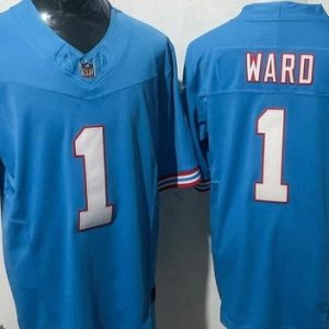 Tennessee Titans #1 Cameron Ward Limited Light Blue Throwback FUSE Vapor Jersey
