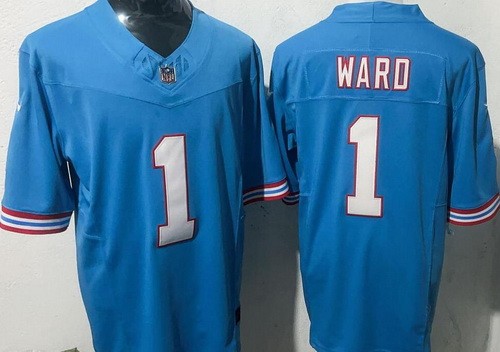 Tennessee Titans #1 Cameron Ward Limited Light Blue Throwback FUSE Vapor Jersey