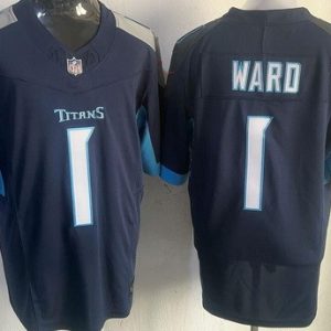 Tennessee Titans #1 Cameron Ward Limited Navy FUSE Vapor Jersey