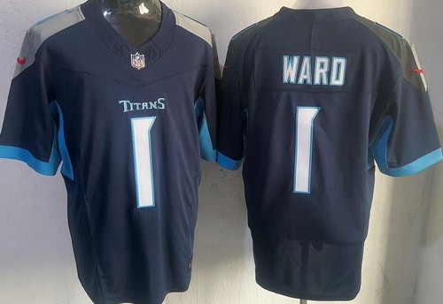 Tennessee Titans #1 Cameron Ward Limited Navy FUSE Vapor Jersey