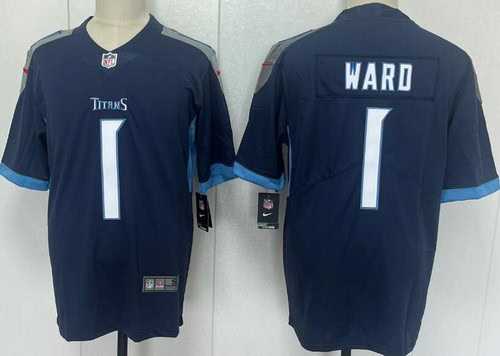 Tennessee Titans #1 Cameron Ward Limited Navy Vapor Jersey