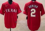 Texas Rangers #2 Marcus Semien Red Team Logo Cool Base Jersey