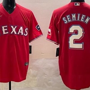 Texas Rangers #2 Marcus Semien Red Team Logo Cool Base Jersey