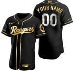 Texas Rangers Customized Black Gold Authentic Jersey