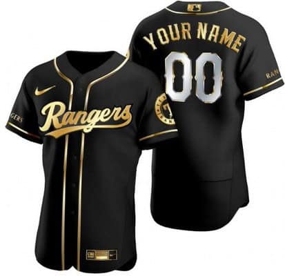 Texas Rangers Customized Black Gold Authentic Jersey