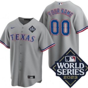 Texas Rangers Customized Gray 2023 World Series Cool Base Jersey