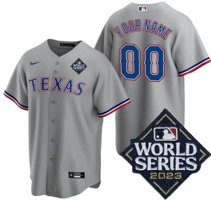 Texas Rangers Customized Gray 2023 World Series Cool Base Jersey