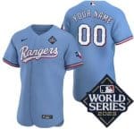 Texas Rangers Customized Light Blue 2023 World Series Authentic Jersey