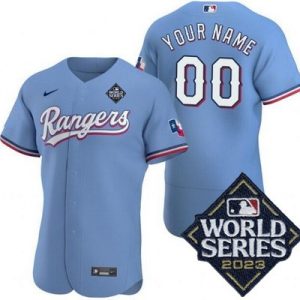Texas Rangers Customized Light Blue 2023 World Series Authentic Jersey