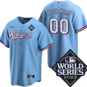Texas Rangers Customized Light Blue 2023 World Series Cool Base Jersey