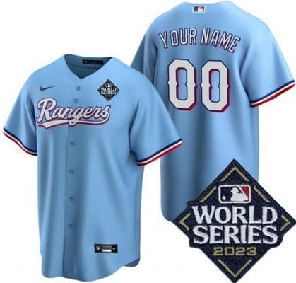 Texas Rangers Customized Light Blue 2023 World Series Cool Base Jersey