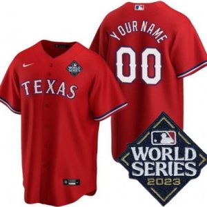Texas Rangers Customized Red 2023 World Series Cool Base Jersey