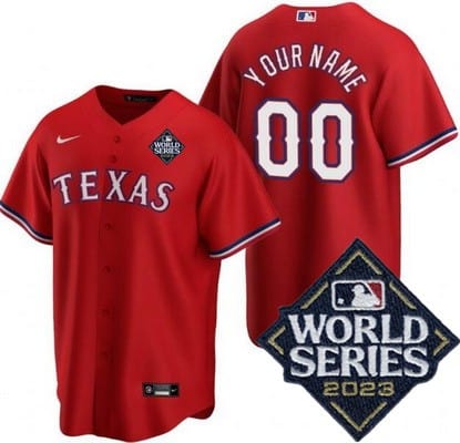 Texas Rangers Customized Red 2023 World Series Cool Base Jersey